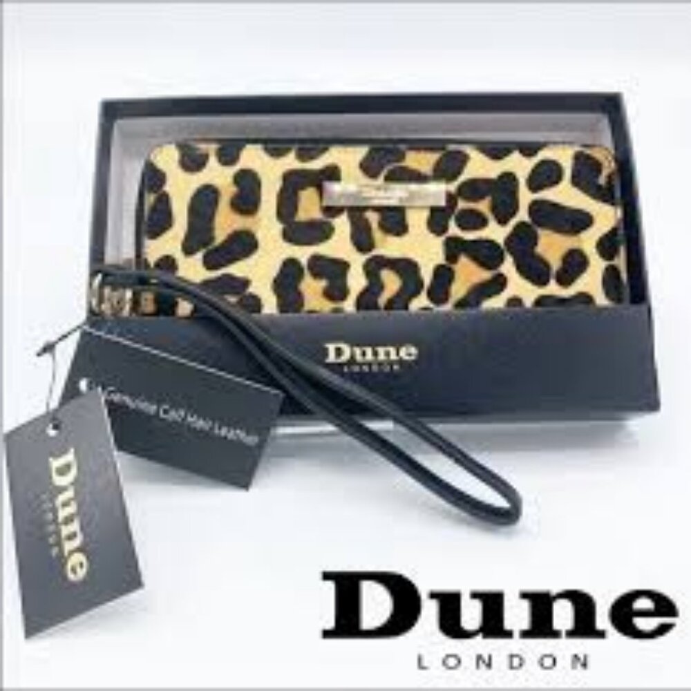 NIB Dune London Calf Hair & Leather Leopard Print Wallet